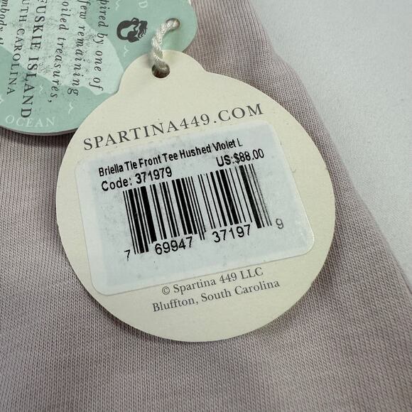 Spartina 449 Top Womens Large Hushed Violet Briella Tie Front Fringe New Classic - Picture 5 of 11
